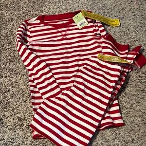 Primary Red and White Striped Pajama Set